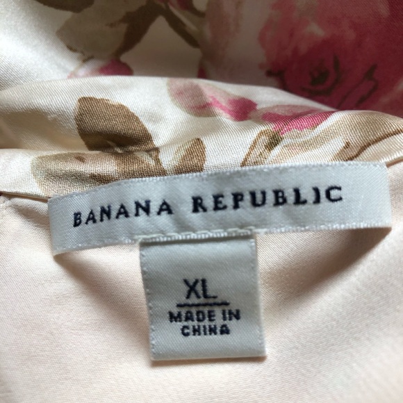 Banana Republic Silk Blouse Pink floral Zip Side Lined Sleeveless Size XL - Picture 3 of 4